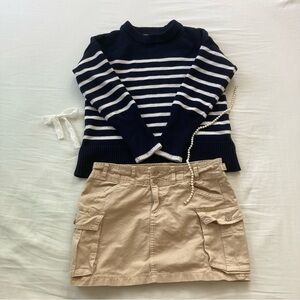navy and white striped sweater